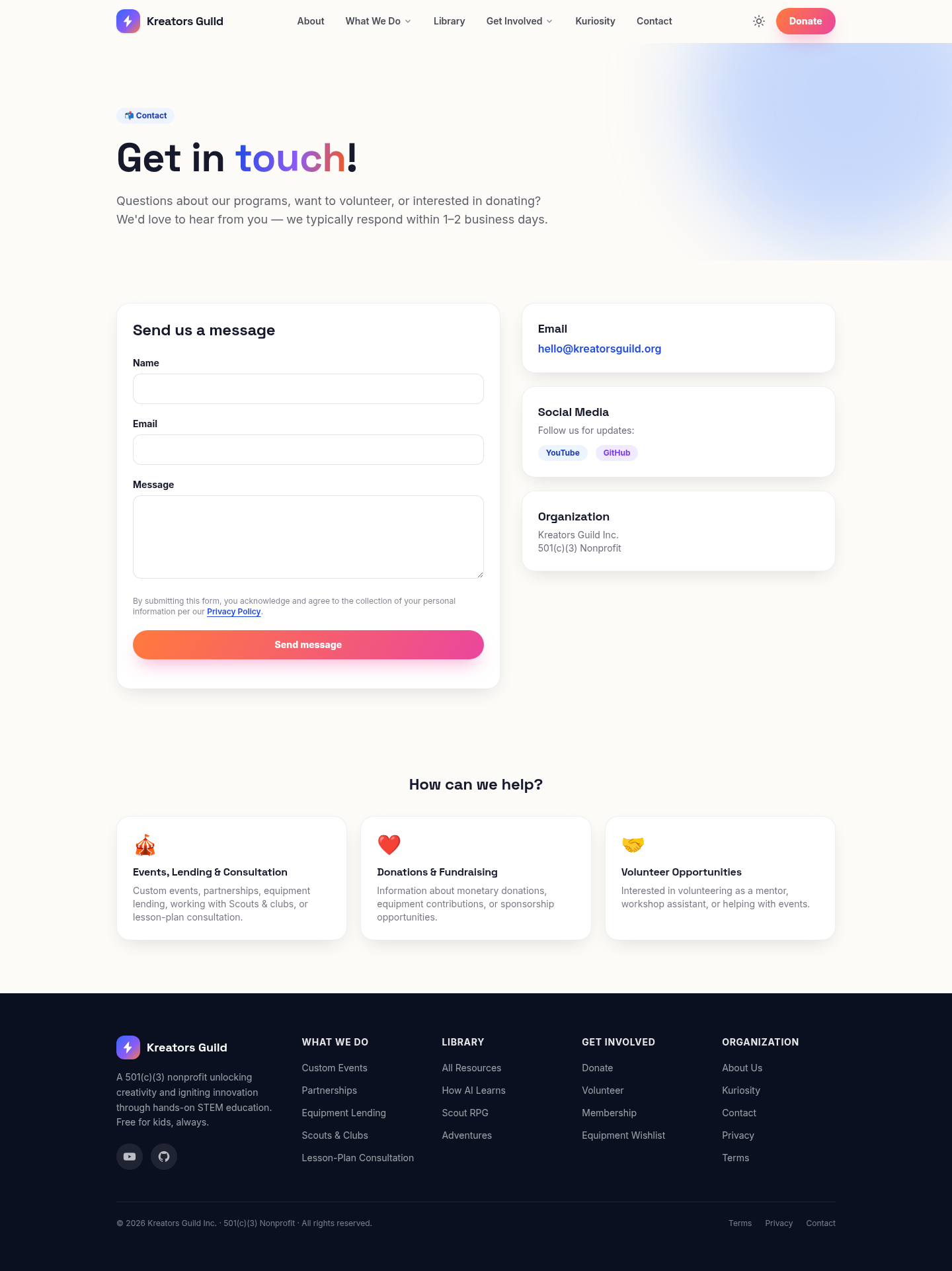 Contact page